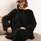 Damen Eleganter, lässiger Strickpullover mit weitem Schnitt und detailreichen Ärmeln
