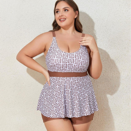 Damen Modischer Tankini mit skulpturalen Musteranwendungen R&B
