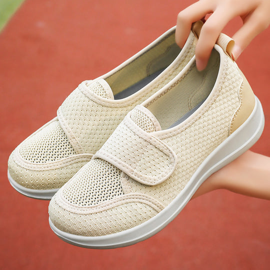 Damen Atmungsaktive Slip-On Freizeitschuhe mit verstellbarem Klettverschluss R&B