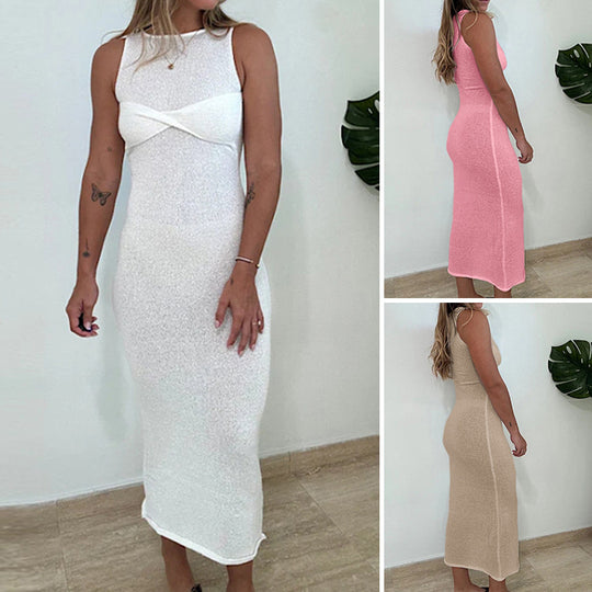 Damen Figurbetontes Maxikleid mit raffiniertem Knotendetail R&B