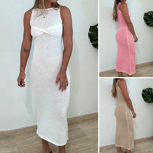 Damen Figurbetontes Maxikleid mit raffiniertem Knotendetail R&B