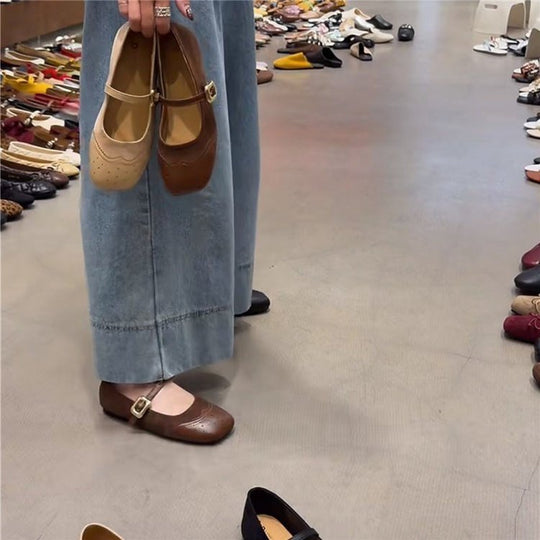 Damen elegante Mary Jane Ballerinas mit modischen Schnallen R&B