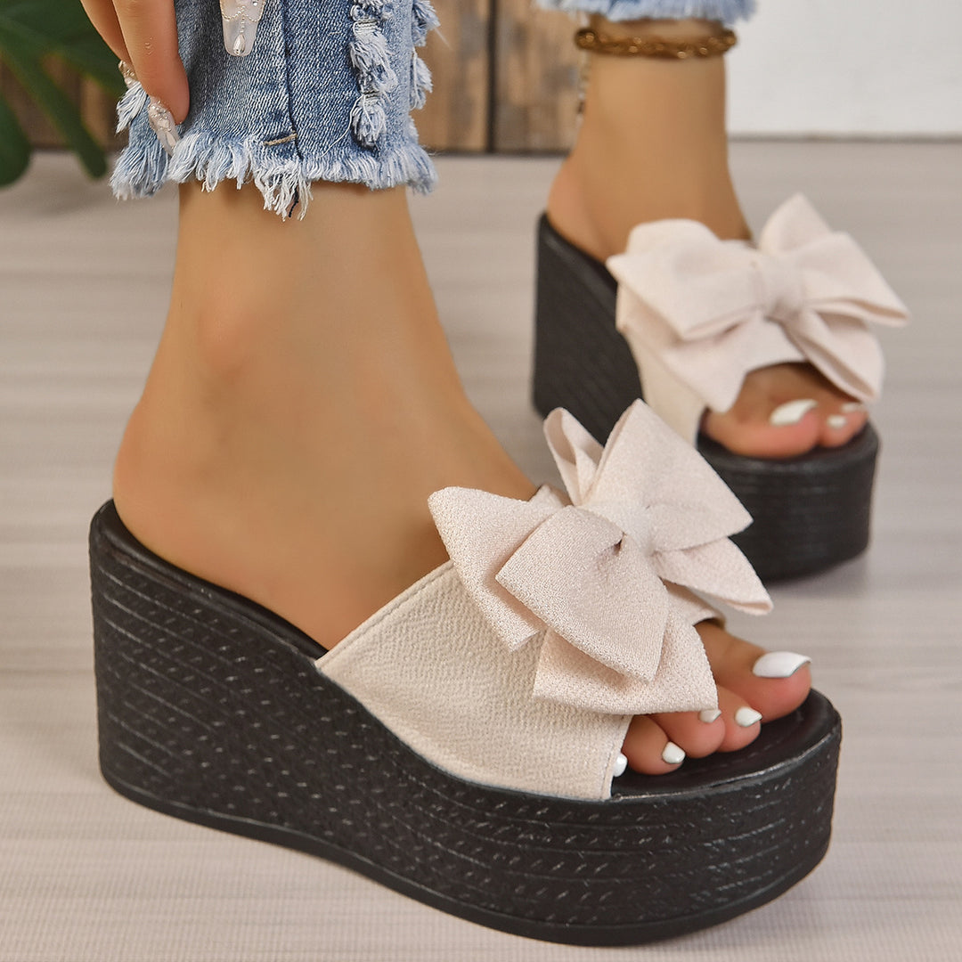 Damen Wedge-Pantoletten mit eleganten Schleifen aus hochwertigem Material R&B
