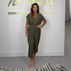 Damen Jumpsuit mit Rüschendetails und Bindegürtel R&B