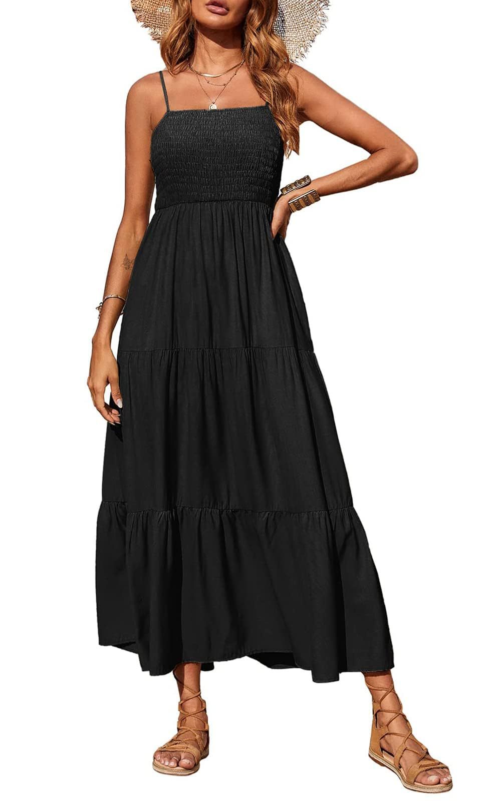 Damen Maxidress mit Spaghettiträgern und Volant-Design R&B