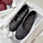 Damen Ballerinas aus samtigem Obermaterial mit elastischem Riemen R&B