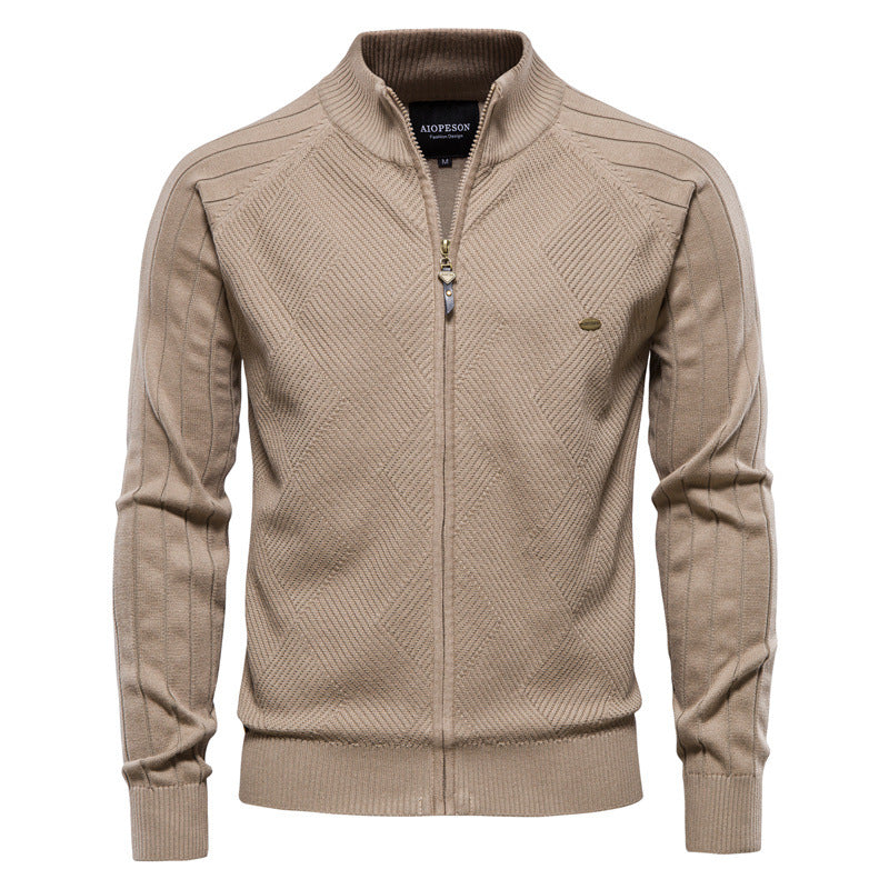 Herren Strickjacke mit Stehkragen R&B
