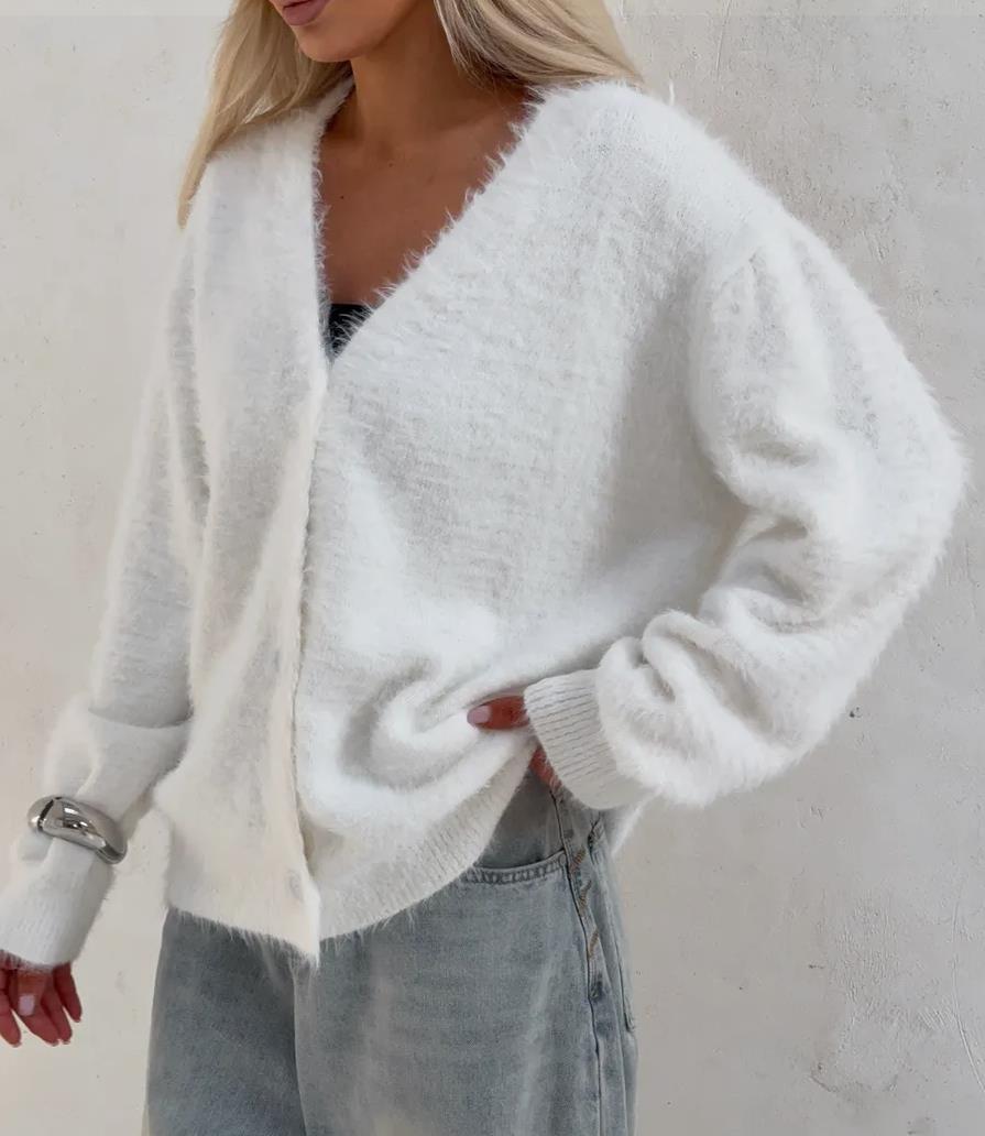 Damen Kuscheliger Strick-Cardigan mit Knopfleiste und feiner Textur R&B