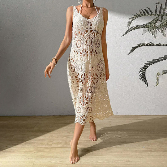 Damen luftiges Häkel-Maxikleid R&B