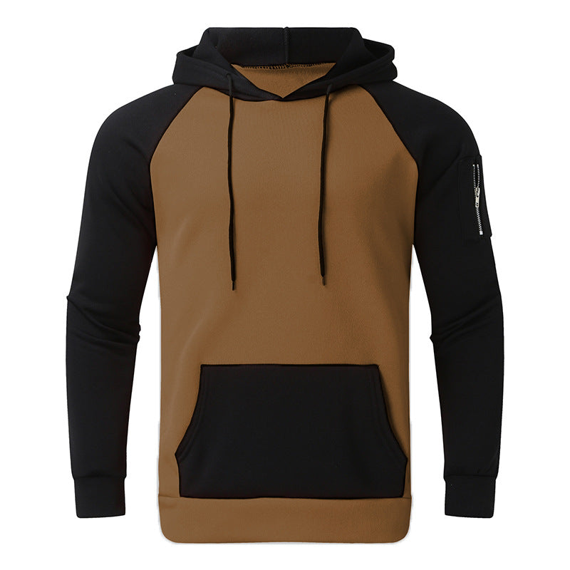 Herren sportlicher Hoodie mit Kontrastärmeln und praktischer Kängurutasche R&B