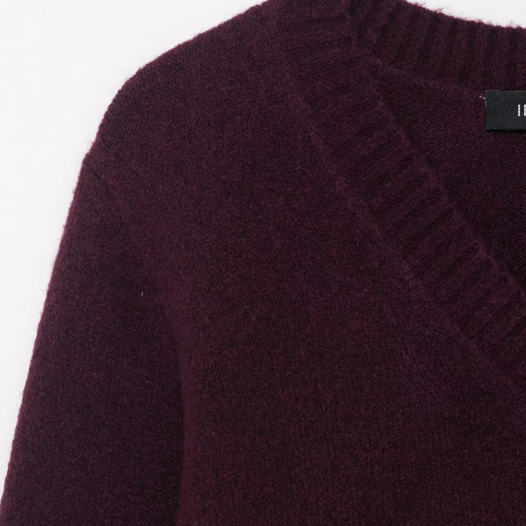 Damen V-Ausschnitt Strickpullover R&B