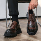 Damen elegante Schnürschuhe mit robustem Profil und durchgehender Gummisohle R&B