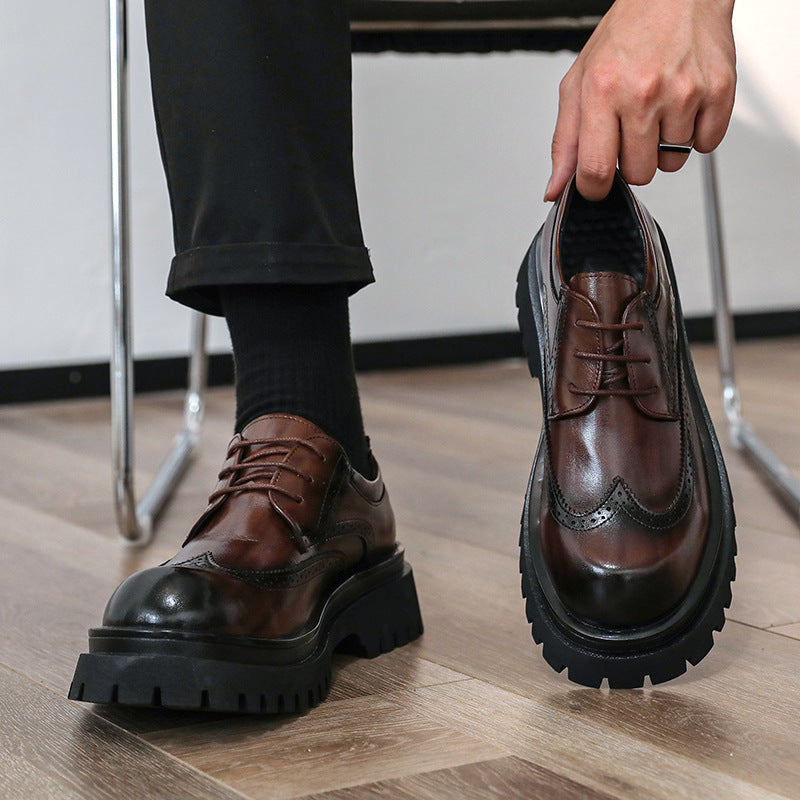 Damen elegante Schnürschuhe mit robustem Profil und durchgehender Gummisohle R&B