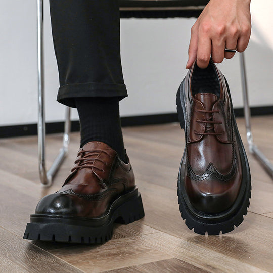 Damen elegante Schnürschuhe mit robustem Profil und durchgehender Gummisohle R&B