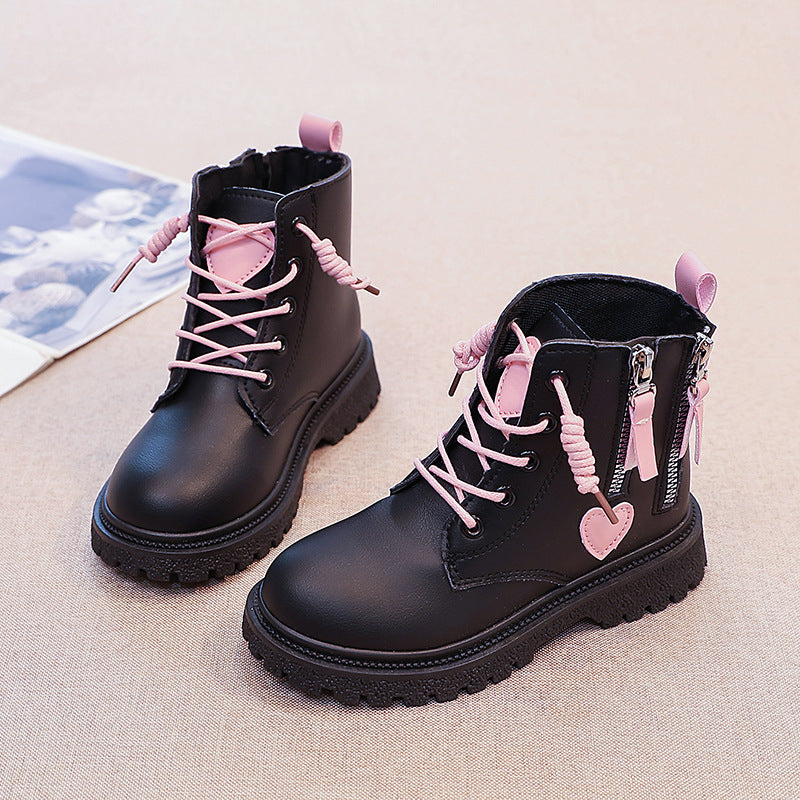 Damen Modische Stiefeletten mit herausnehmbaren Schnürsenkeln und seitlichem Reißverschluss R&B