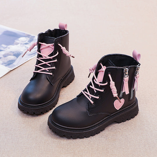 Damen Modische Stiefeletten mit herausnehmbaren Schnürsenkeln und seitlichem Reißverschluss R&B