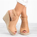 Damen Wedge-Sandaletten aus hochwertigem Material mit offener Zehenpartie und raffiniertem Riemendesign R&B