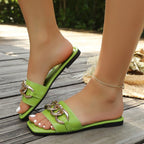 Damen Offene Mules mit dekorativem Ketten-Design R&B