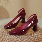 Damen elegante Slingback-Pumps mit robustem Blockabsatz und raffiniertem Riemen
