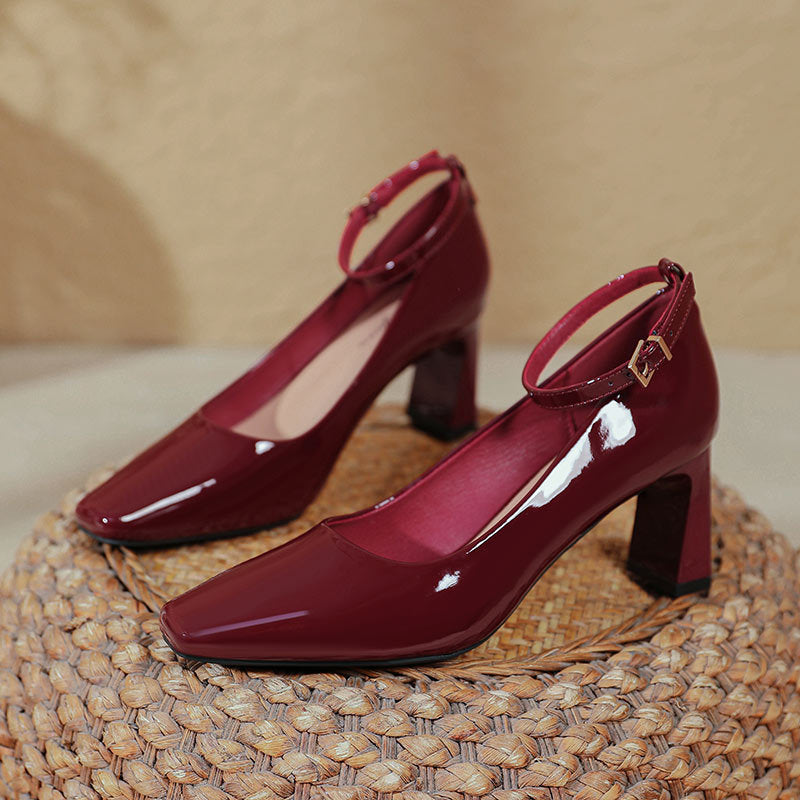 Damen elegante Slingback-Pumps mit robustem Blockabsatz und raffiniertem Riemen