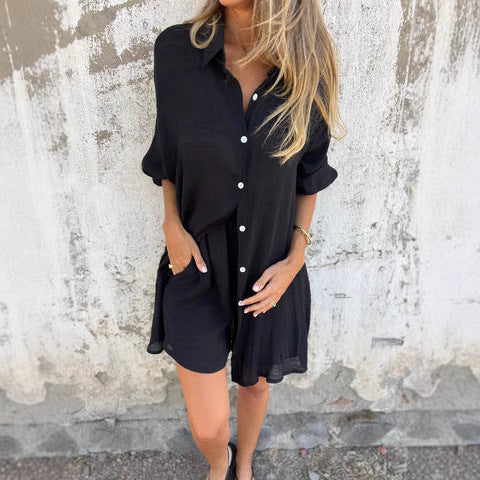 Damen Blusen-Shorts-Set mit Oversize-Schnitt – R&B