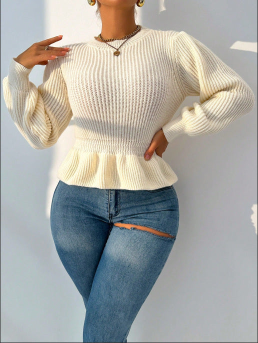 R&B | Rüschenbesetzter Schößchen-Pullover
