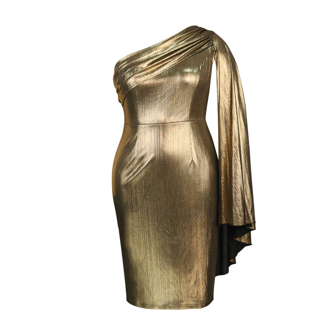 Damen Glamouröses One-Shoulder Abendkleid mit schimmerndem Stoff R&B