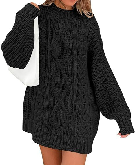 Damen Grobstrick Pulloverkleid mit asymmetrischem Saum und Zopfdesign R&B