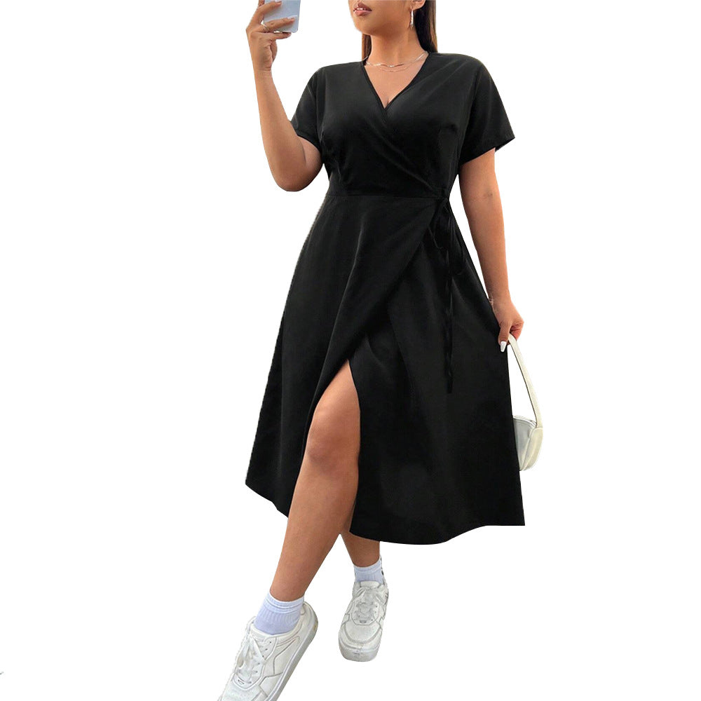 Damen Wickelkleid mit elegantem Schlitz und taillierter Silhouette R&B
