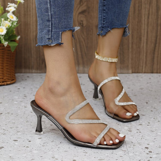Damen elegante Riemchen-Sandaletten mit funkelndem Glitzerdetail R&B