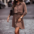 Damen Hemdkleid mit Taillenknotendetail und Brusttasche R&B
