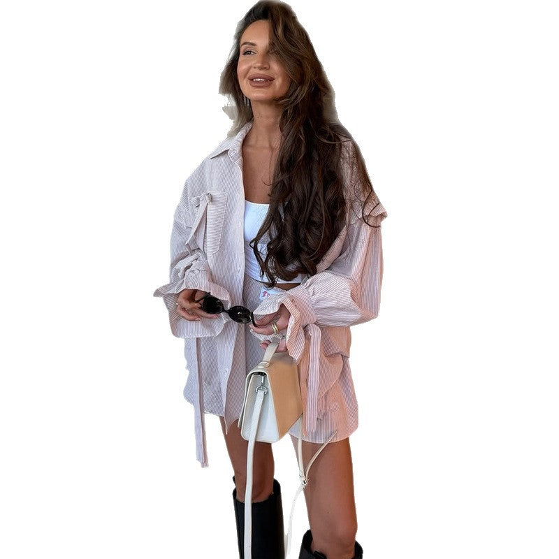 Damen lässige Kurzarm-Bluse und Shorts Kombination R&B