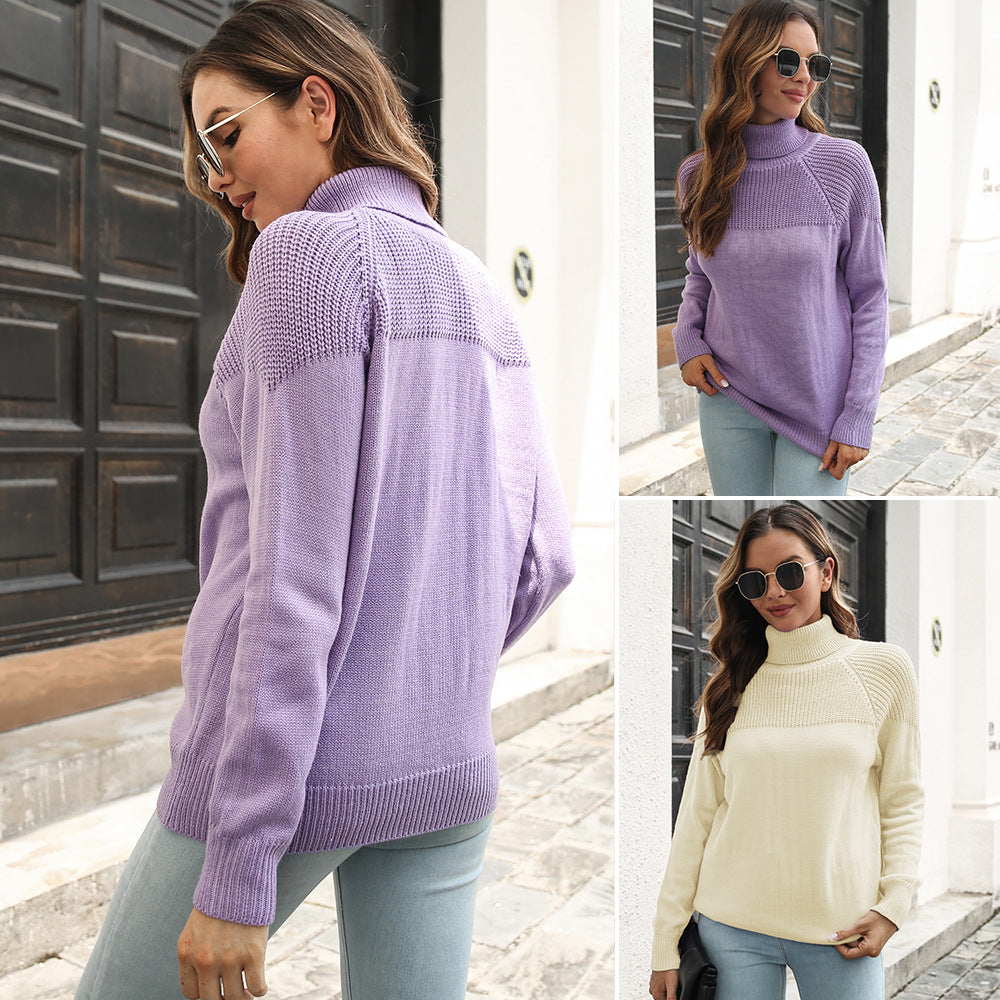 Damen Strickjacke mit modernem Strickdesign und hohem Kragen R&B