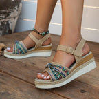 Damen Wedge-Sandalen mit dekorativen Knotendetails und verstellbarem Riemendesign R&B