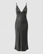 Damen Maxikleid mit V-Ausschnitt und Knopfleiste