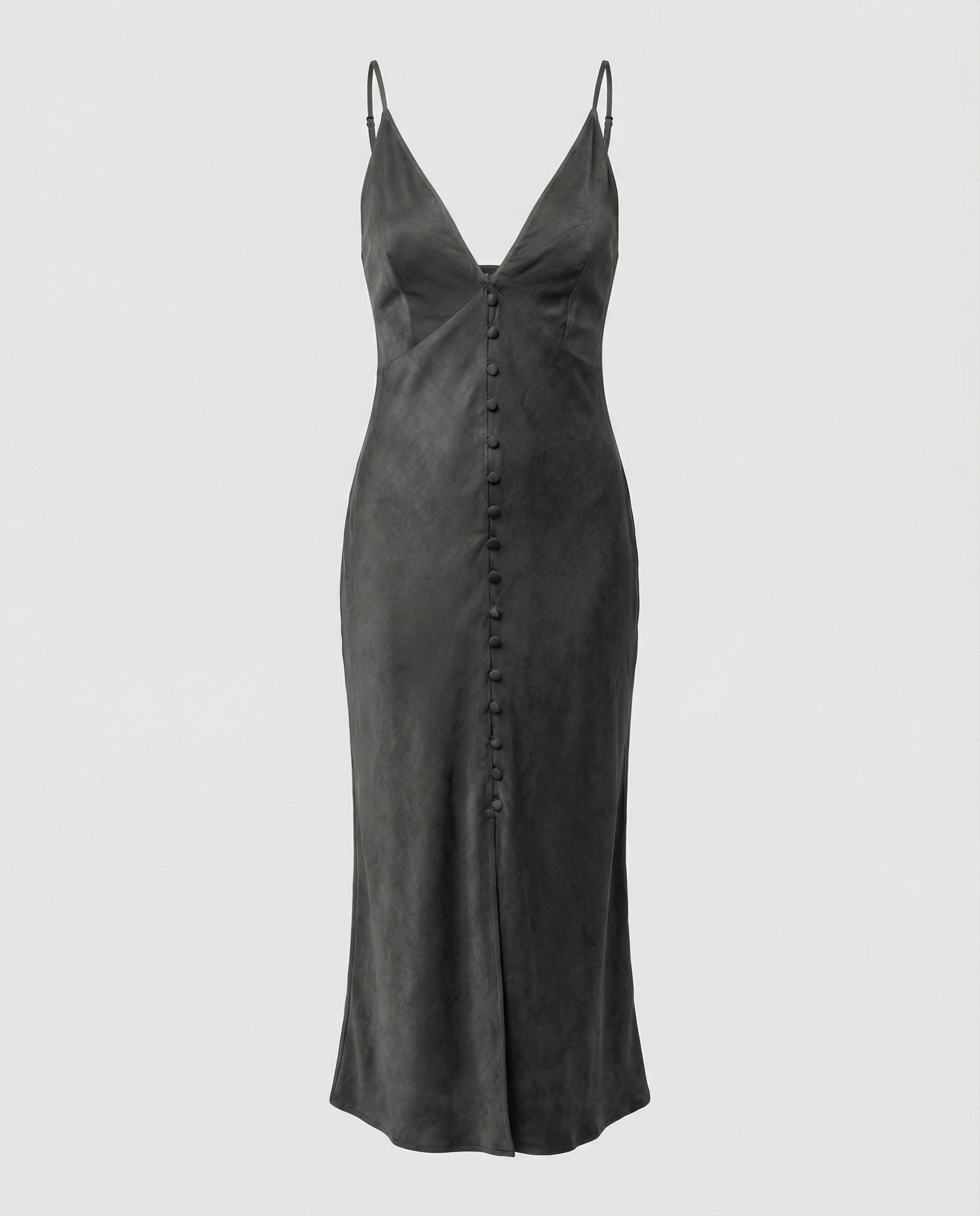 Damen Maxikleid mit V-Ausschnitt und Knopfleiste