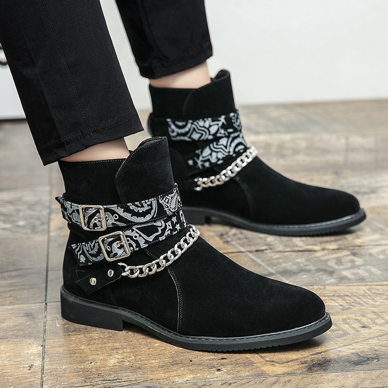 Damen Stiefeletten mit modischen Riemen und Kettenakzenten