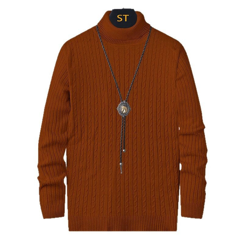 Herren Rollkragenpullover mit strukturiertem Zopfmuster R&B