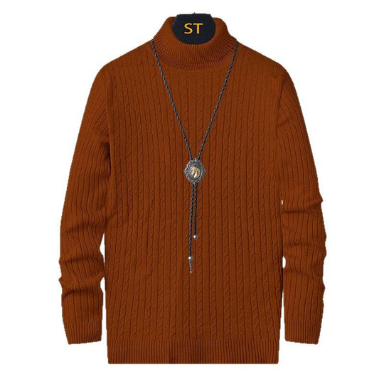 Herren Rollkragenpullover mit strukturiertem Zopfmuster R&B