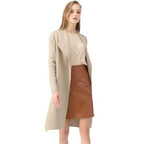 Damen elegante Strickmantel mit offenem Kragen und modischem Schnitt R&B
