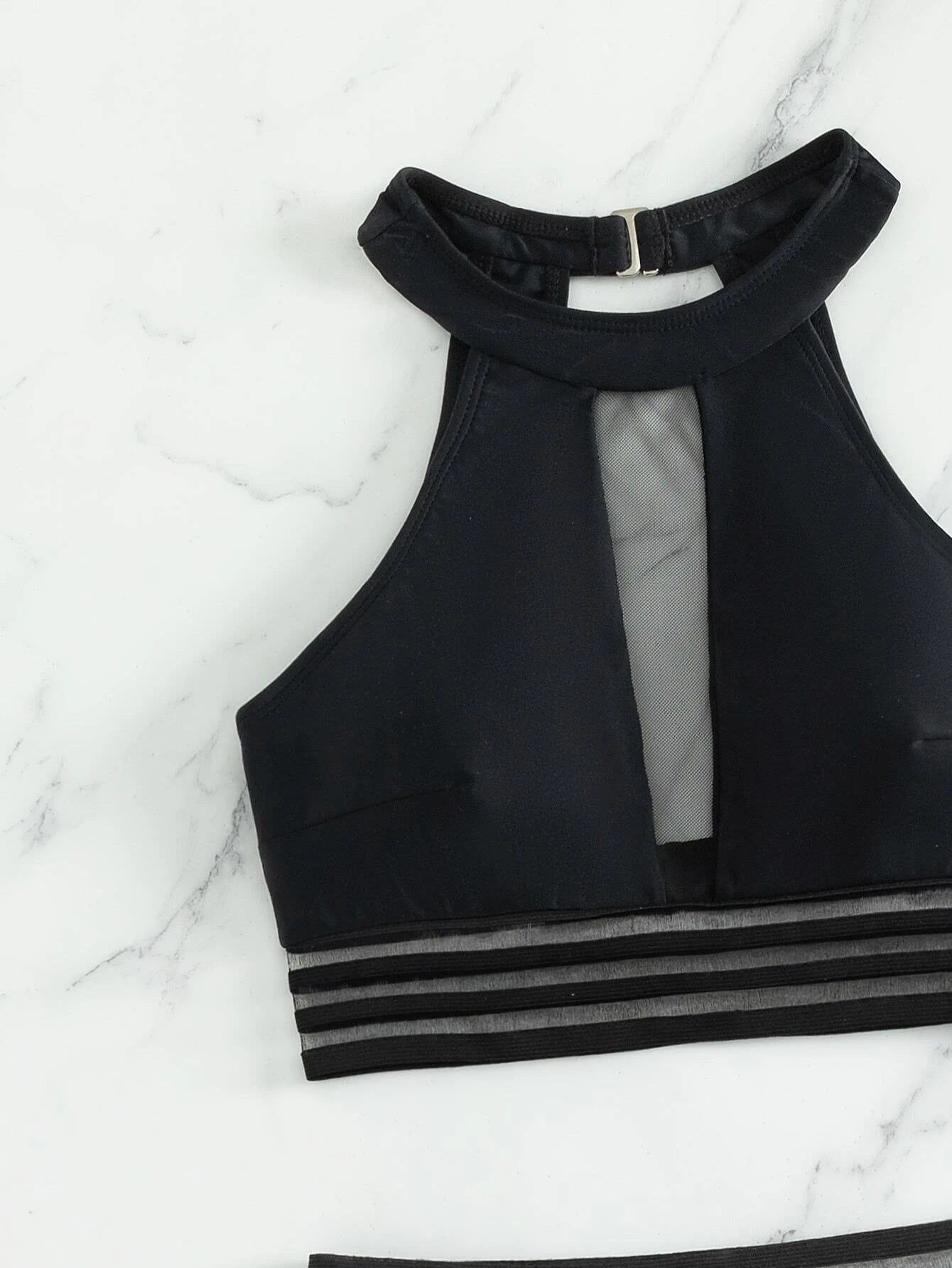 Damen Sportlicher Badeanzug mit Netzdetails R&B