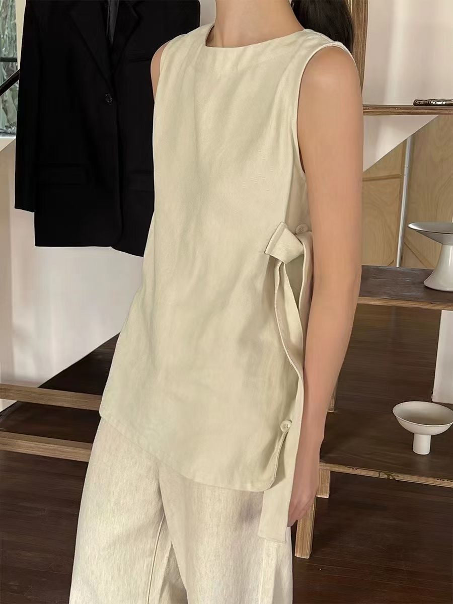 Damen Luftige Bluse mit seitlichen Bindedetails R&B