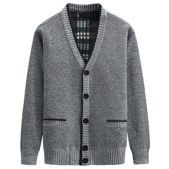 Herren Strickjacke mit V-Ausschnitt und hochwertigen Details R&B
