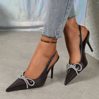 Damen Slingback-High-Heels mit funkelnden Schleifenakzenten R&B