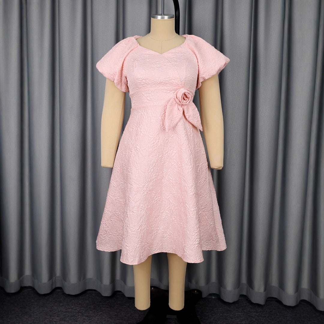 Damen Kleid mit voluminösen Puffärmeln und eleganter Schleifenapplikation R&B