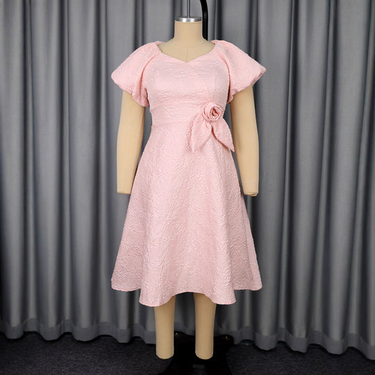 Damen Kleid mit voluminösen Puffärmeln und eleganter Schleifenapplikation R&B