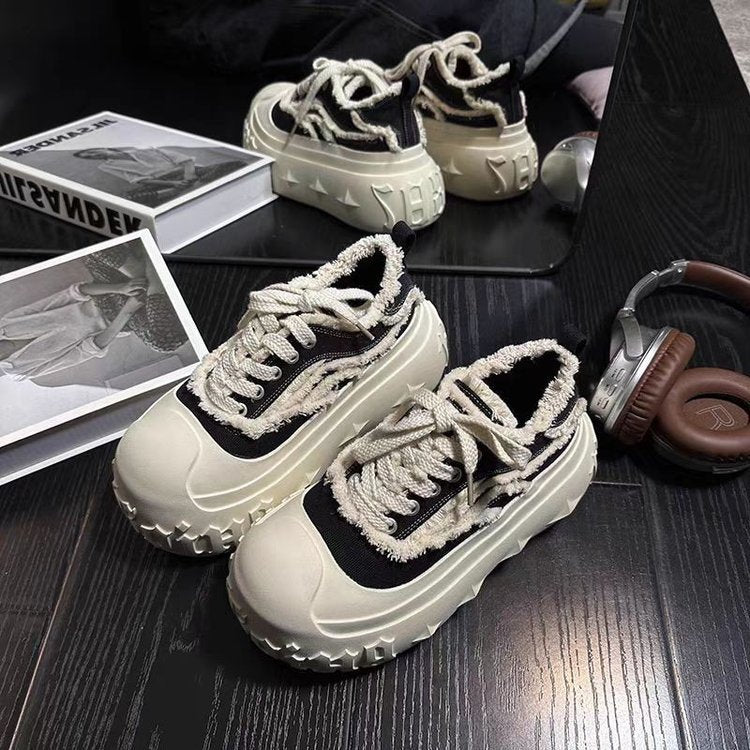 Damen Plüschige Chunky Sneakers mit dicker Sohle R&B
