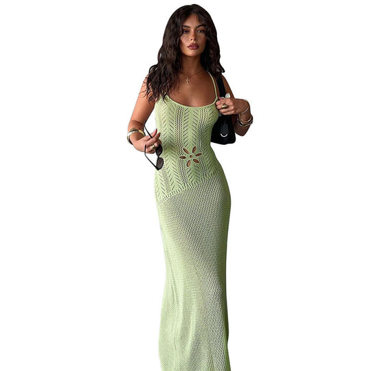 Damen Langes Häkelkleid mit verführerischem Rückenausschnitt R&B