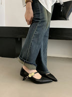 Damen elegante Sling-Pumps mit modischer Schnalle und hochwertigem Leder R&B