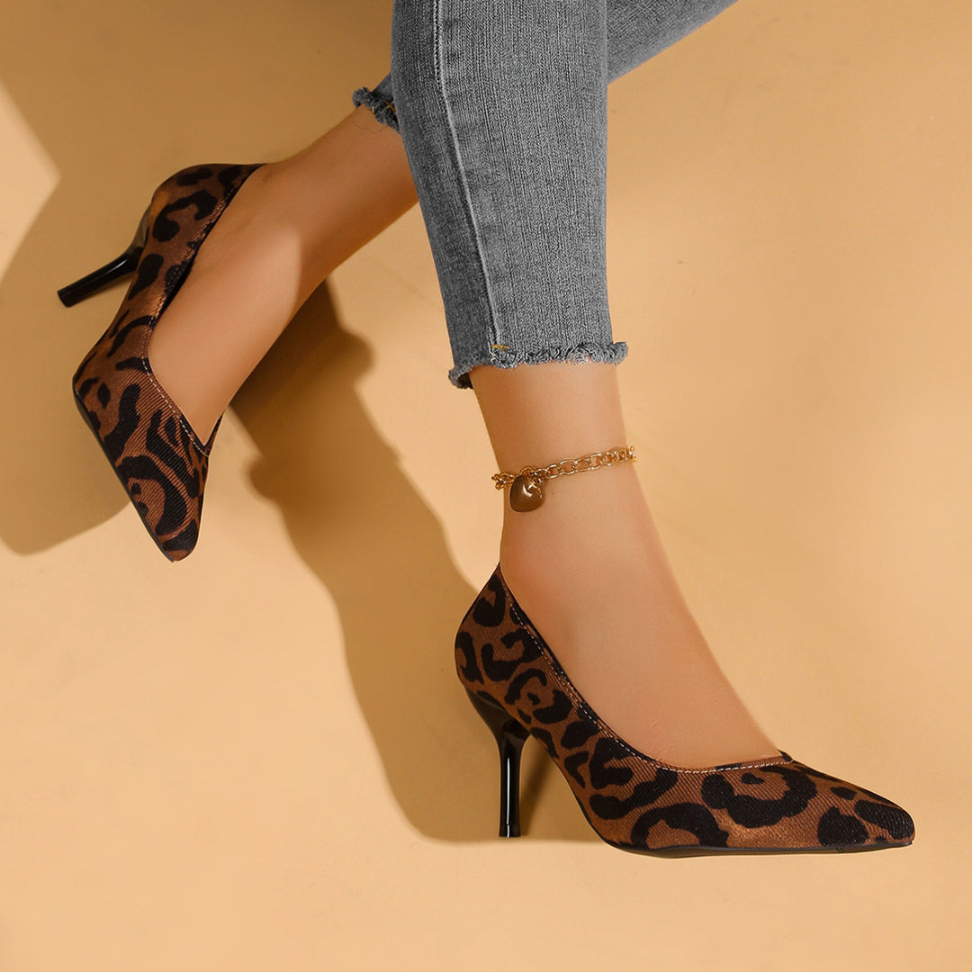 Damen spitze Wildleder-Pumps mit Leopardenmuster R&B